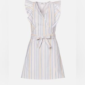 JustFab White and Blue Ruffled Sheath Dress